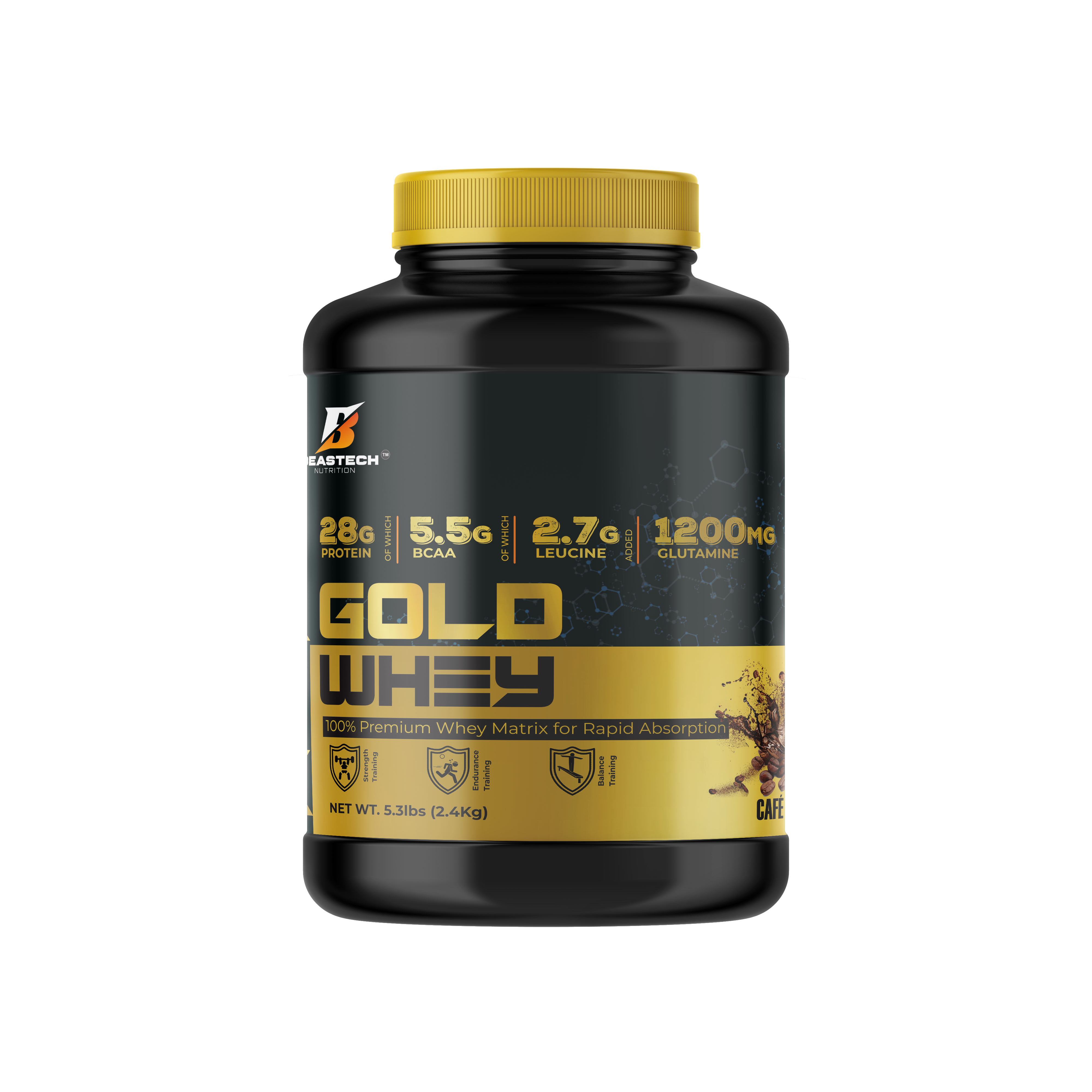 Gold Whey 100% Premium Whey Matrix for Rapid Absorption 2.4Kg Cafe Mocha