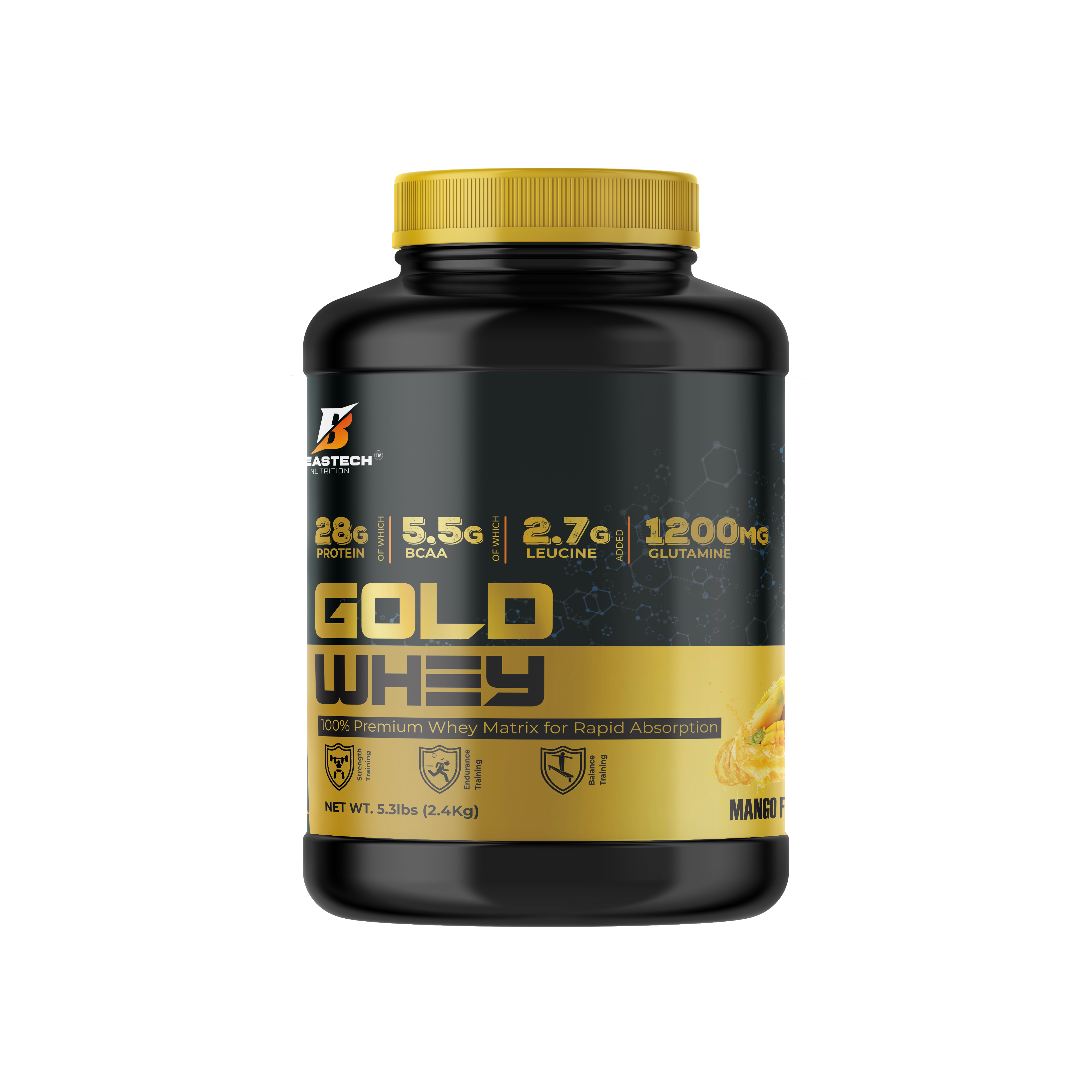 Gold Whey 100% Premium Whey Matrix for Rapid Absorption 2.4Kg Mango