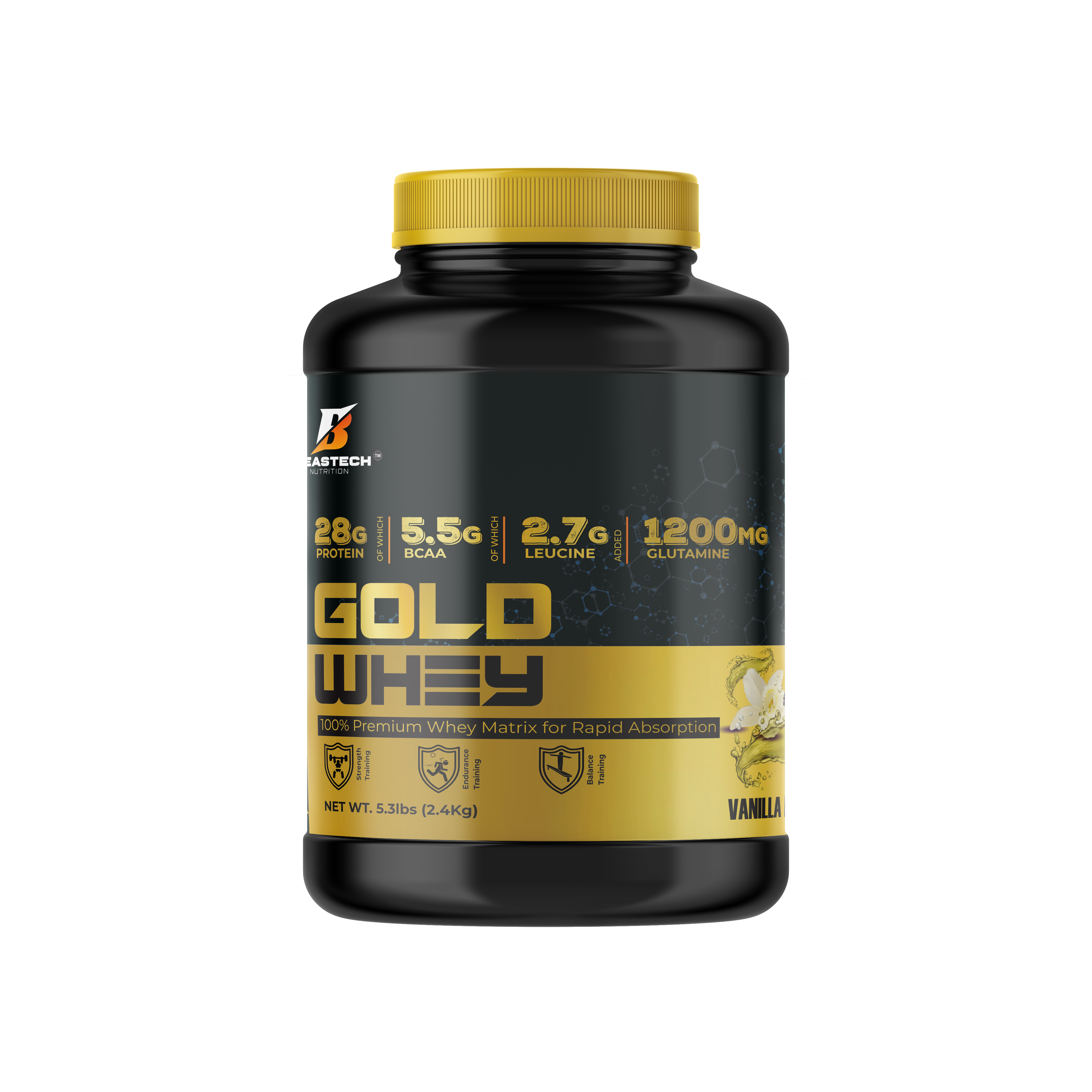 Gold Whey 100% Premium Whey Matrix for Rapid Absorption 2.4Kg Vanilla